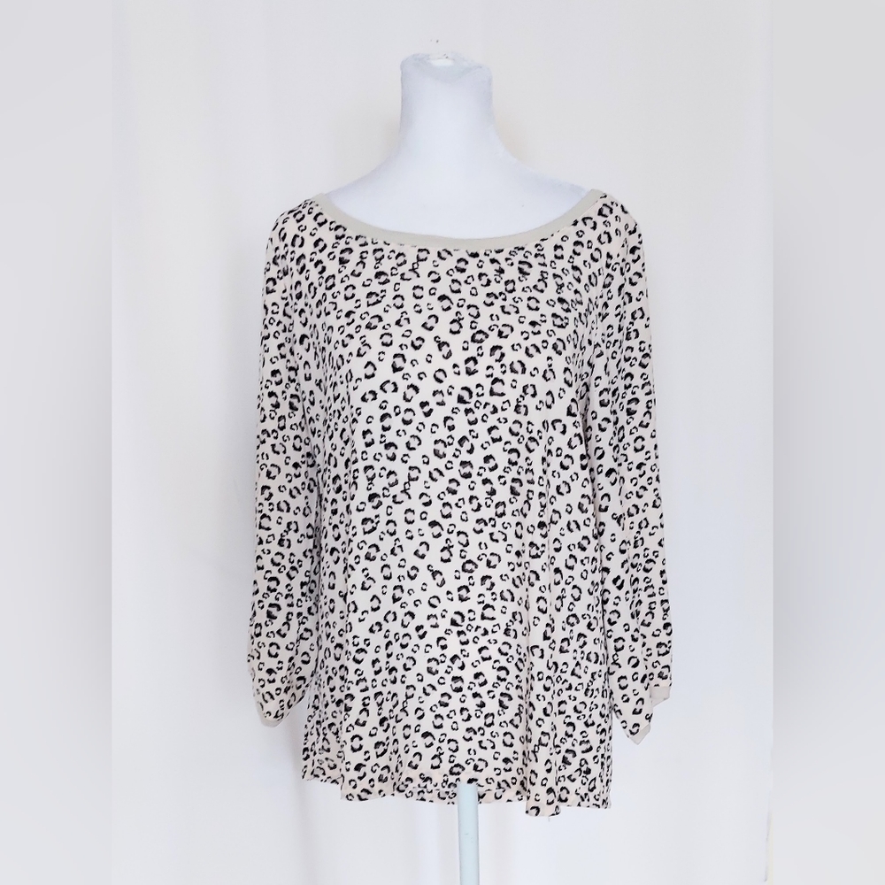 Ann Taylor Loft Petites 3/4 Sleeve Cheetah Print Top Size Petite Medium